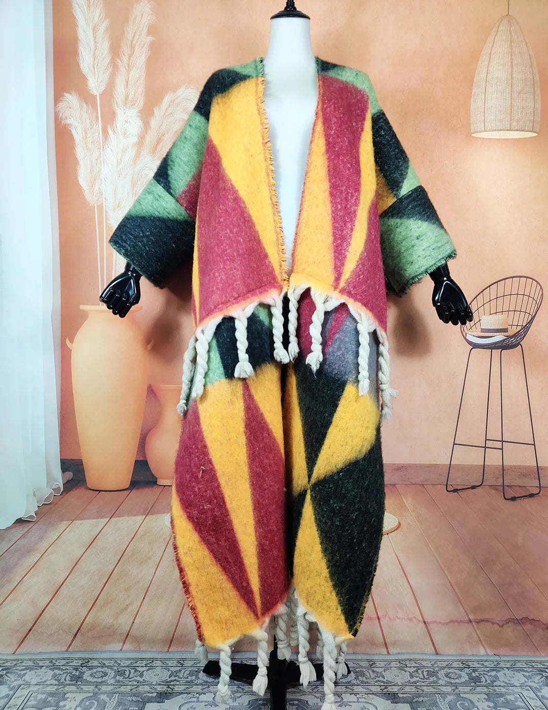 Fuzzy Long Cardigans Oversized Multicolor Women Coat