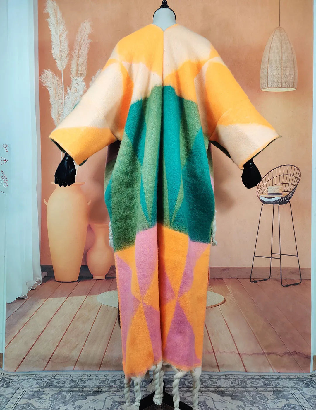 Fuzzy Long Cardigans Oversized Multicolor Women Coat