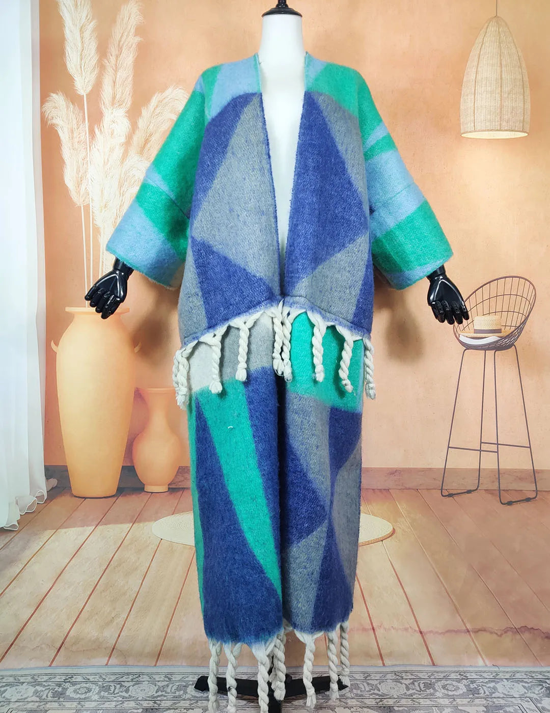 Fuzzy Long Cardigans Oversized Multicolor Women Coat