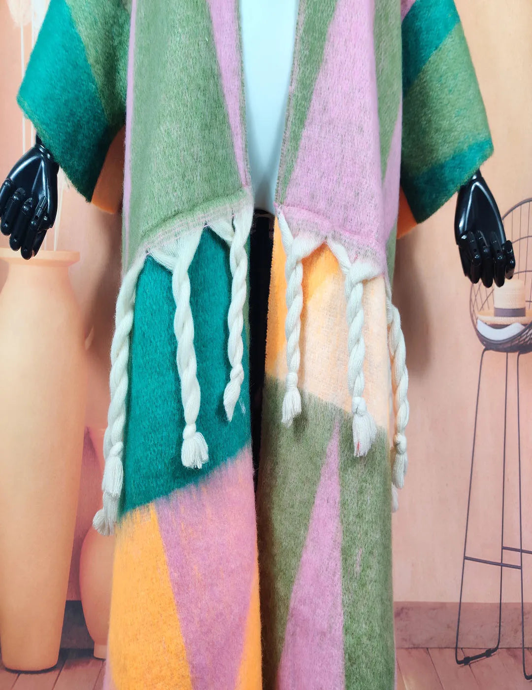 Fuzzy Long Cardigans Oversized Multicolor Women Coat