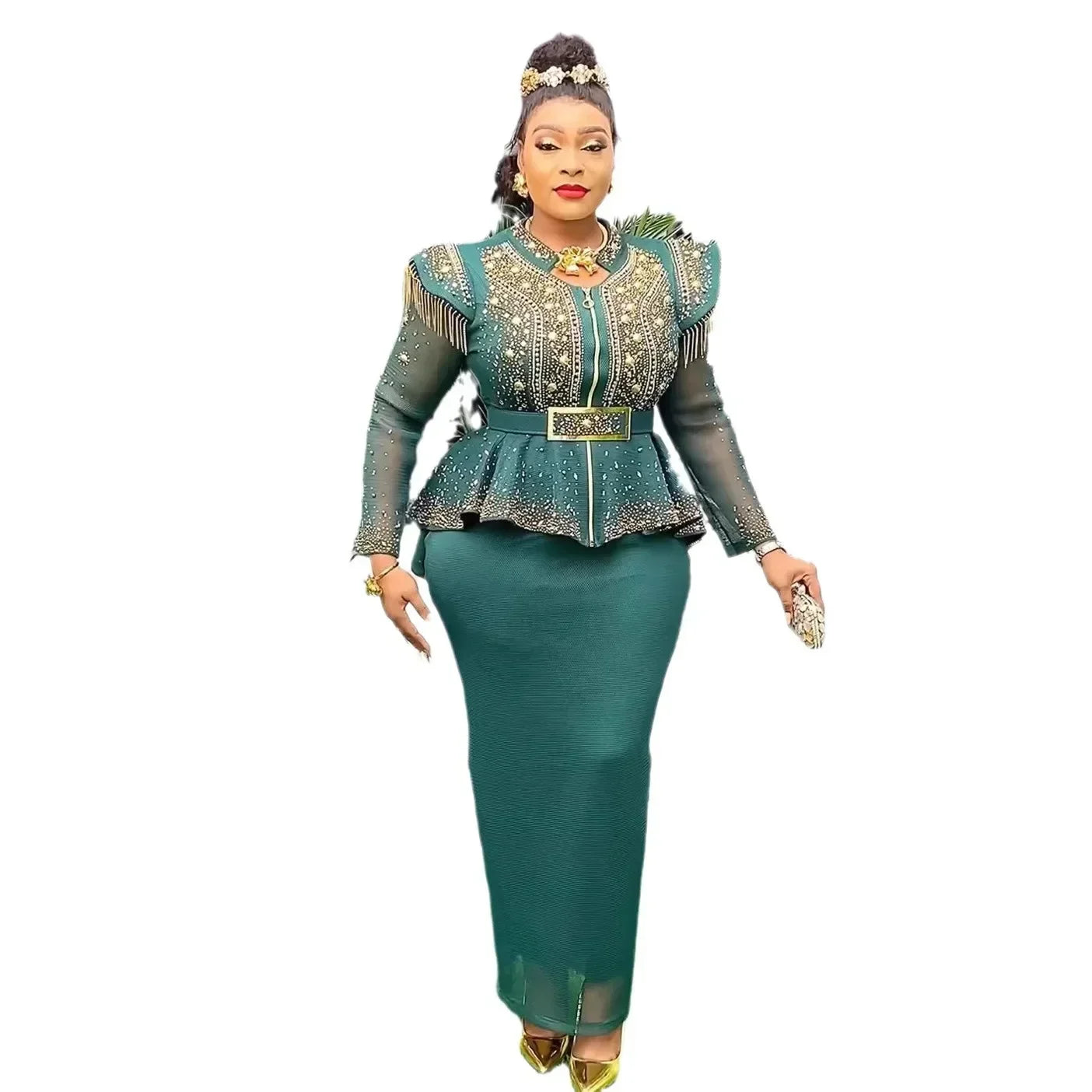 Women 2 PCS Sets Tops and Skirts Suit Plus Size Wedding Party Dresses Denicy