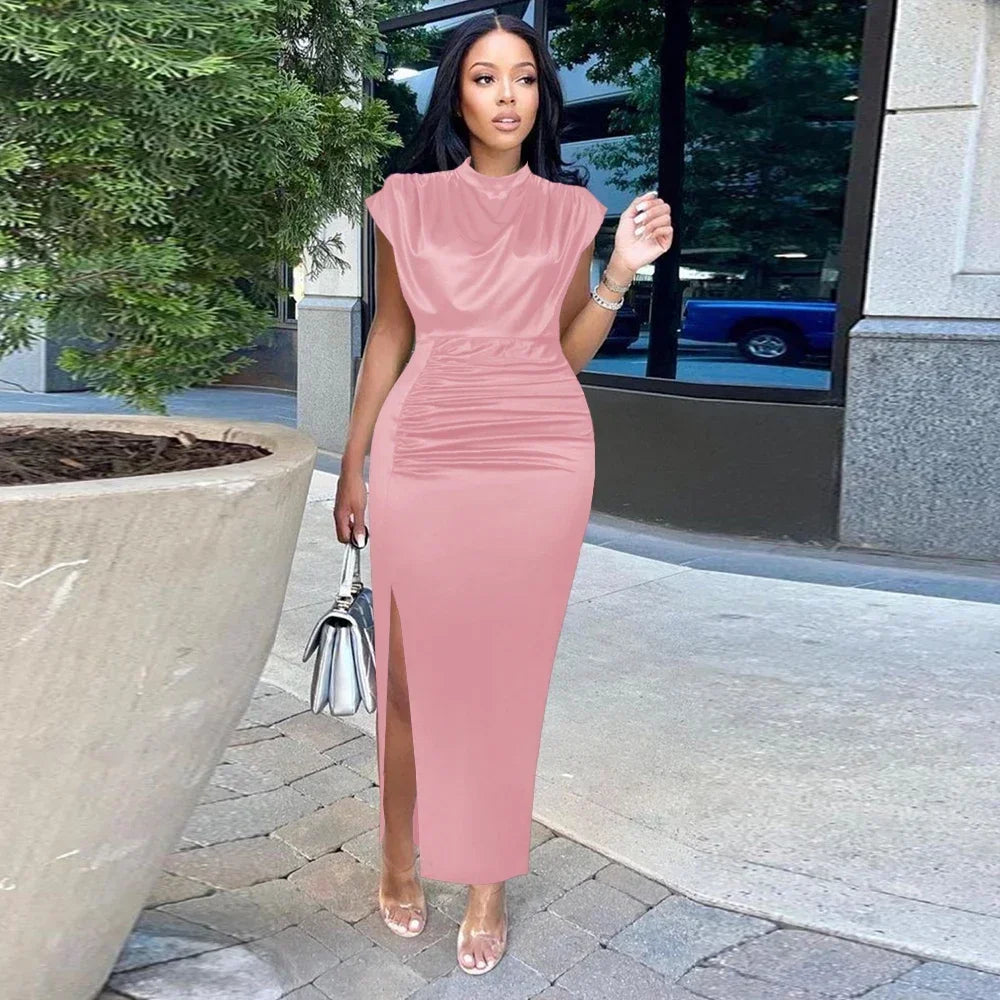 Burgundy Dresses Bodycon Long Prom Slit Evening Birthday Party Cocktail Outfits