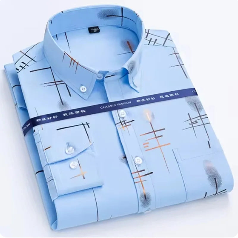 Men's Long Sleeved Shirt Wrinkle Free Long Sleeve Business Casual Slim Fit
