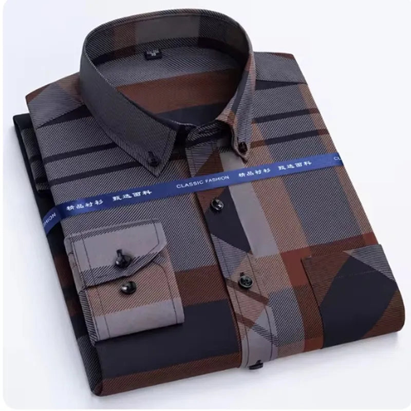 Men's Long Sleeved Shirt Wrinkle Free Long Sleeve Business Casual Slim Fit