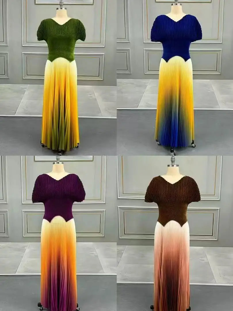 Pleated Free Size Size Women's Skirt and Top Set