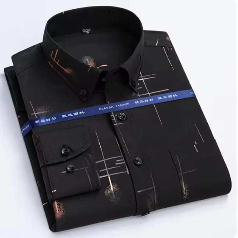 Men's Long Sleeved Shirt Wrinkle Free Long Sleeve Business Casual Slim Fit