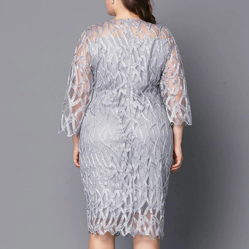 Women Elegant Sweet Hallow Out Lace Dress Sexy Party Princess Dresses