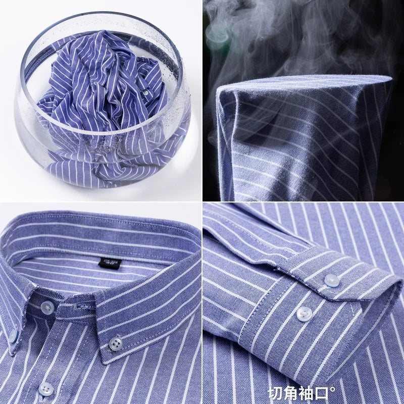 Oxford Men Striped Plaid Shirts
