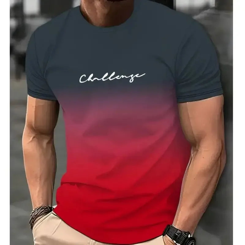 Men's Clothing Short sleeve Top Gradient Color T-shirt-Elegant Fashion Styles