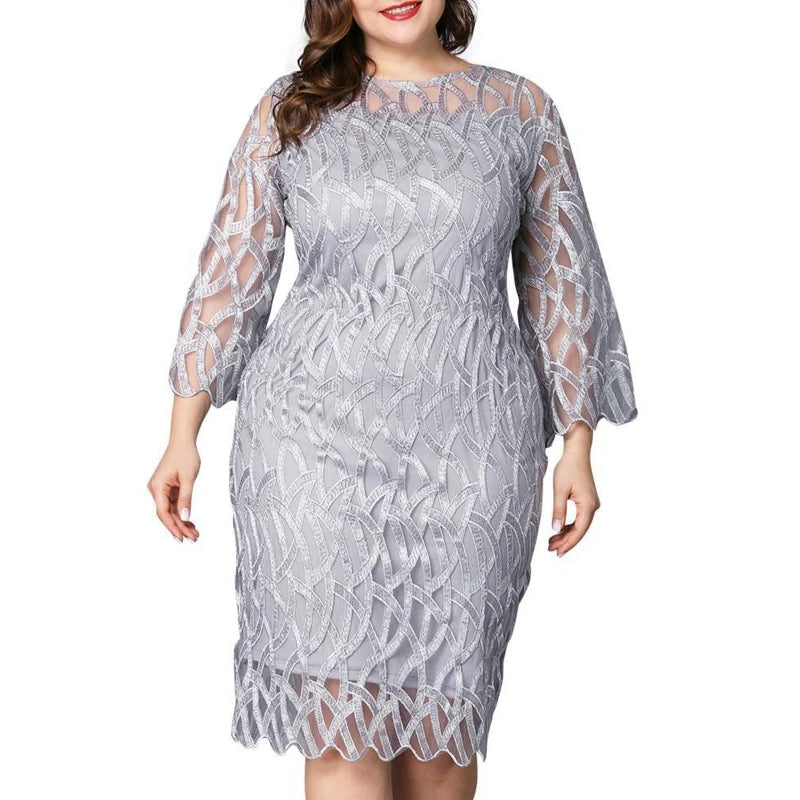 Women Elegant Sweet Hallow Out Lace Dress Sexy Party Princess Dresses