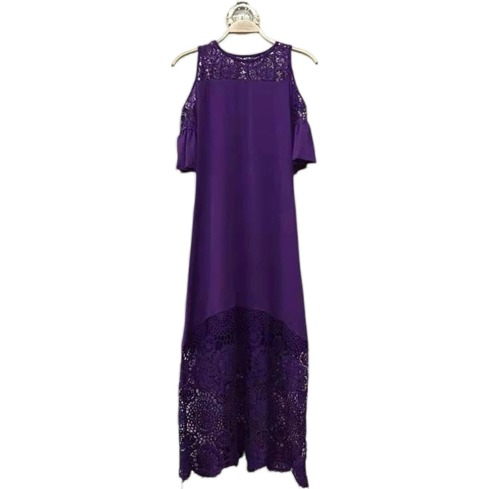 Party Dress Women Elegant Classy Plus Size Summer Round-Neck Off Shoulder Lace Short Sleeve Wedding Guest Dresses