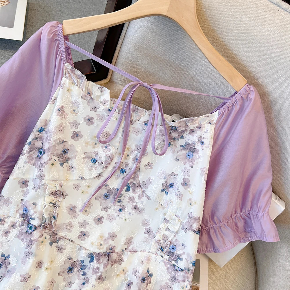 Women's Casual Dress Loose Chiffon Print Party Dress Clothing Mid-length Dress