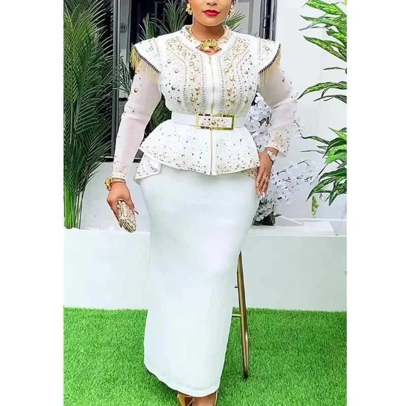 Denicy Women 2 PCS Sets Tops And Skirts Suits Gown Plus Size Wedding Party Dresses