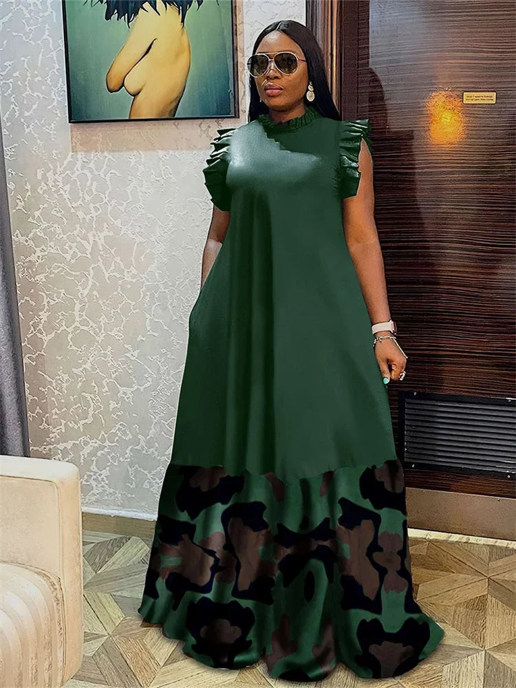 Women Party Patchwork Elegant Full Length Fashion Maxi Dress