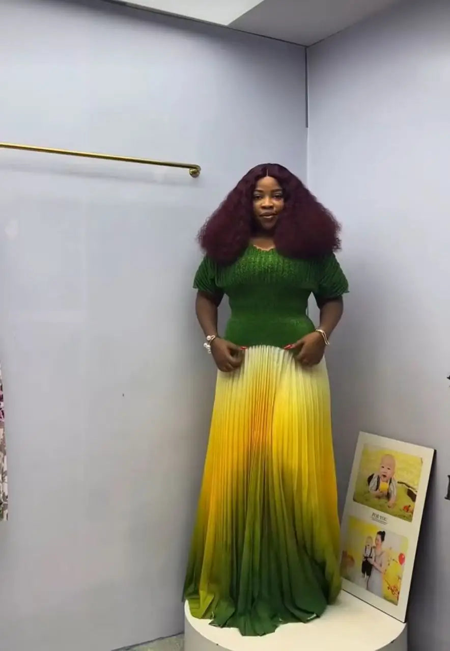 Pleated Free Size Size Women's Skirt and Top Set