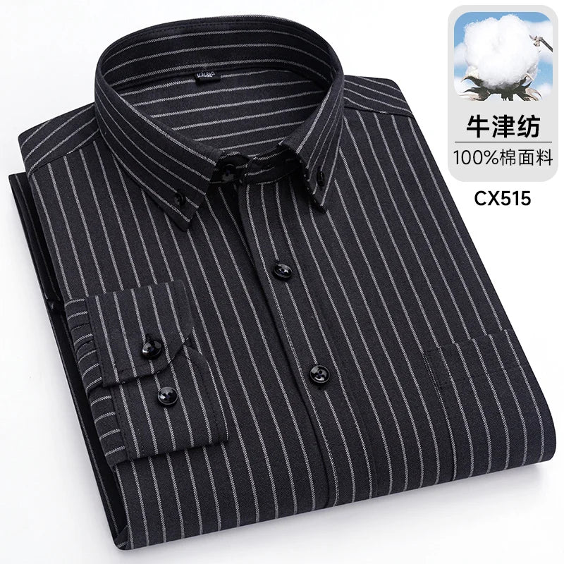 Oxford Men Striped Plaid Shirts