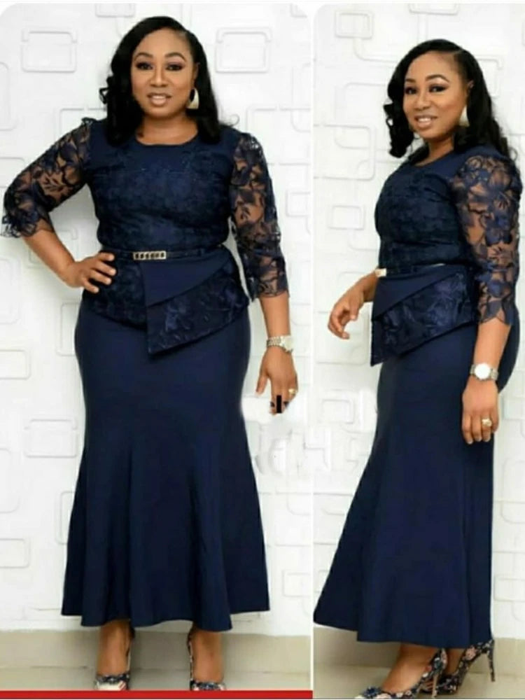 Long Maxi Dress Fashion Lace Patchwork Night Party Dress