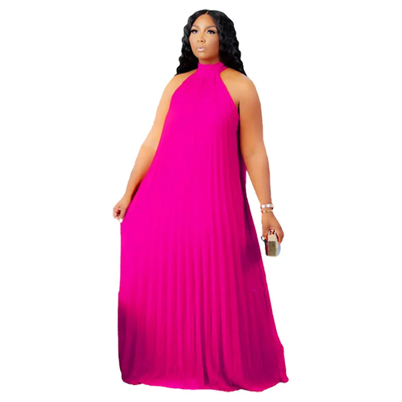 Women Long Dress Bandage Halter Hollow Out A-line Maxi Dresses Outfits
