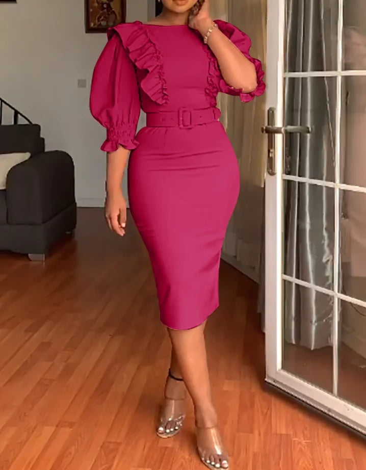 Dresses Women Spliced Long Sleeve Slim Fit Wrap