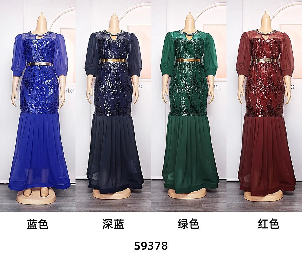 Woman Sequins Wedding Evening Gown Bodycon Maxi Long Dress