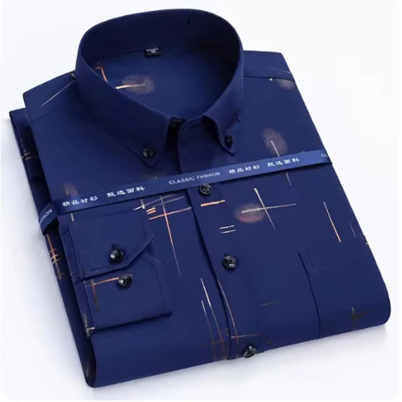 Men's Long Sleeved Shirt Wrinkle Free Long Sleeve Business Casual Slim Fit