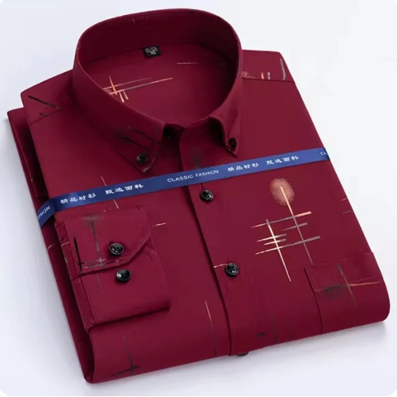 Men's Long Sleeved Shirt Wrinkle Free Long Sleeve Business Casual Slim Fit