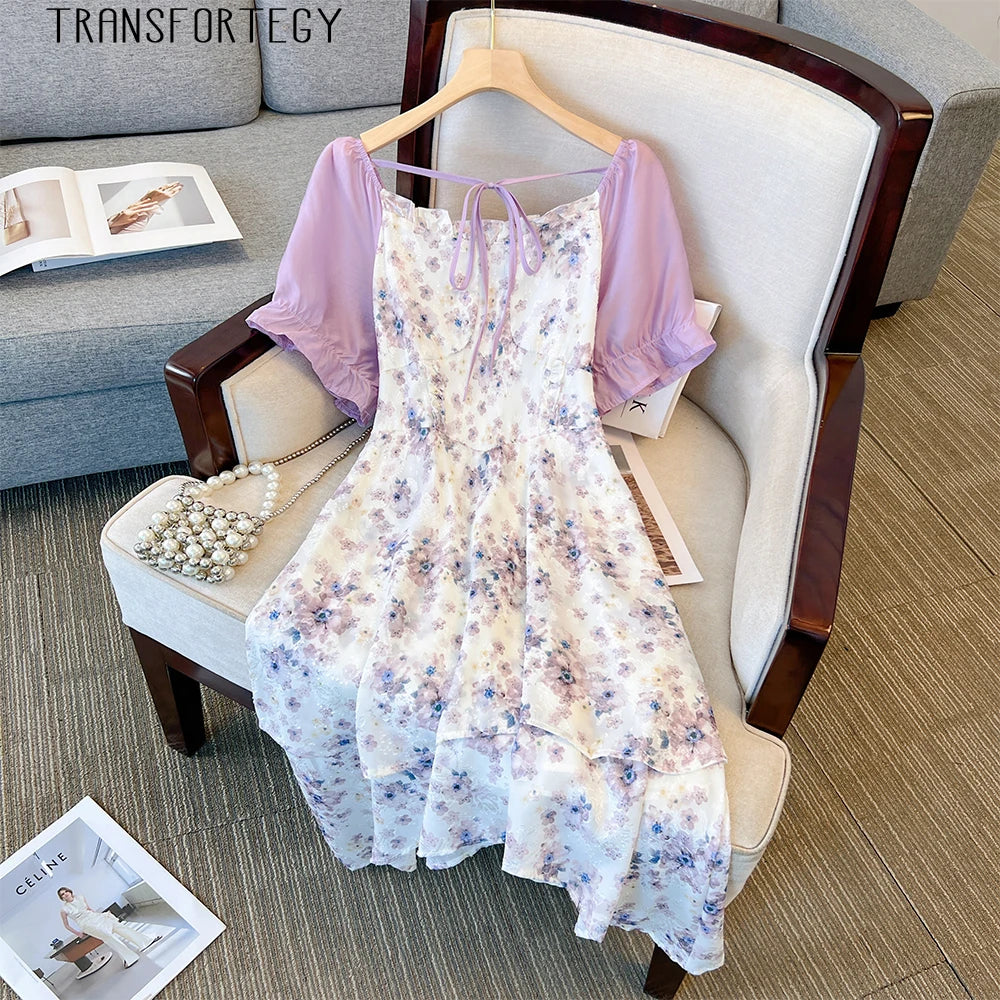 Women's Casual Dress Loose Chiffon Print Party Dress Clothing Mid-length Dress