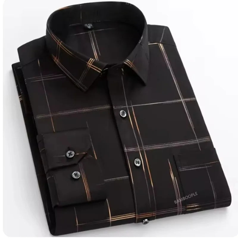 Men's Long Sleeved Shirt Wrinkle Free Long Sleeve Business Casual Slim Fit