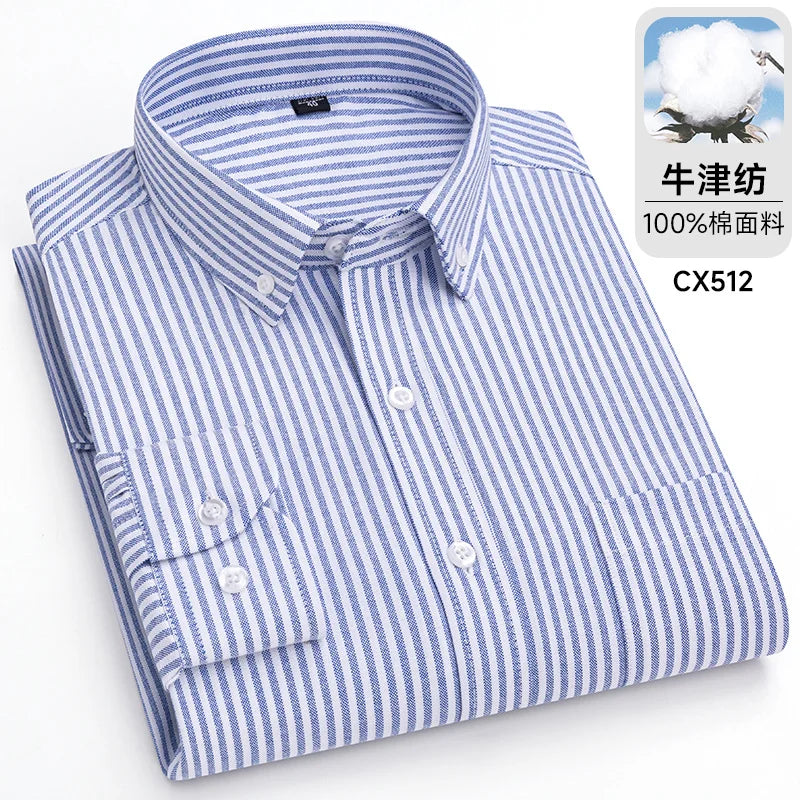 Oxford Men Striped Plaid Shirts