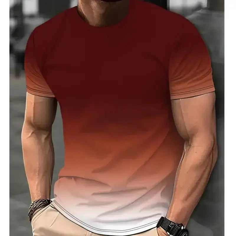 Men's Clothing Short sleeve Top Gradient Color T-shirt-Elegant Fashion Styles