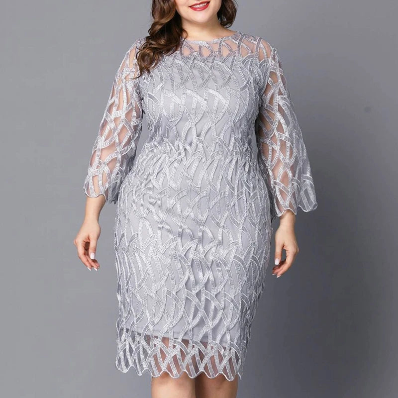 Women Elegant Sweet Hallow Out Lace Dress Sexy Party Princess Dresses