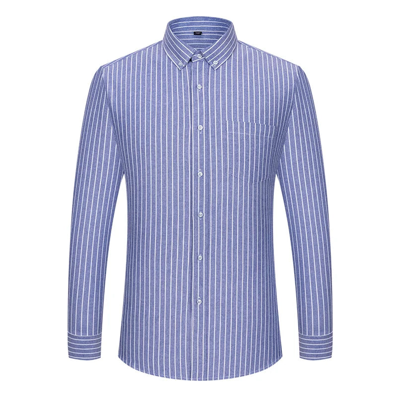Oxford Men Striped Plaid Shirts