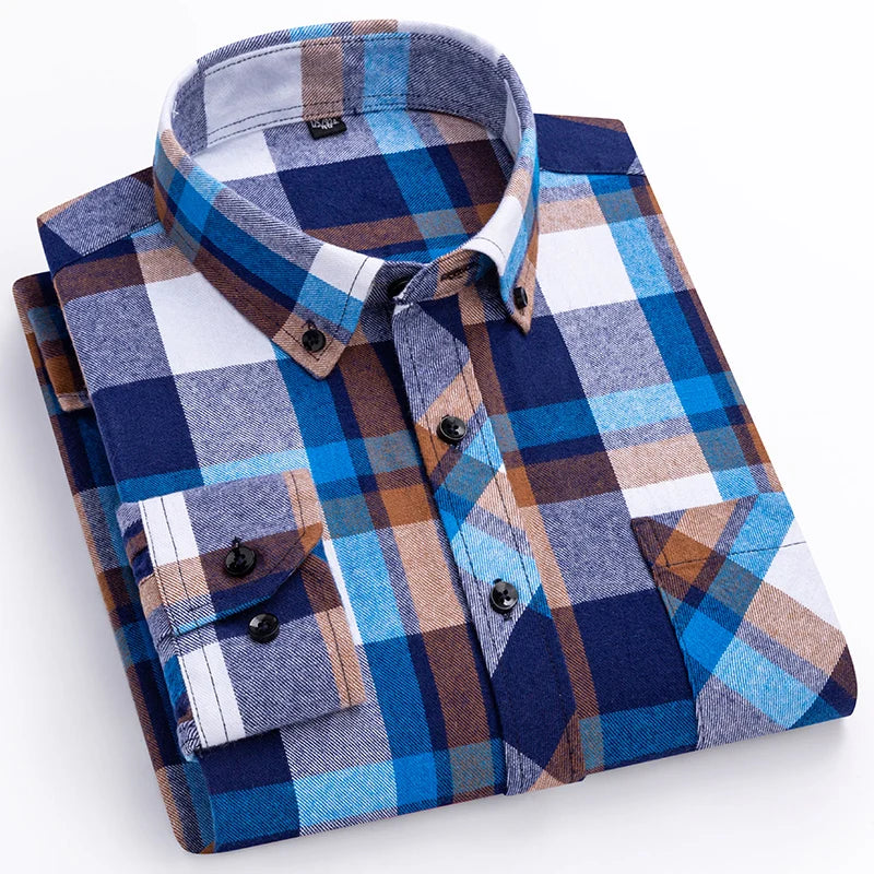 Red and Green long-sleeve shirts men slim fit casual plaid