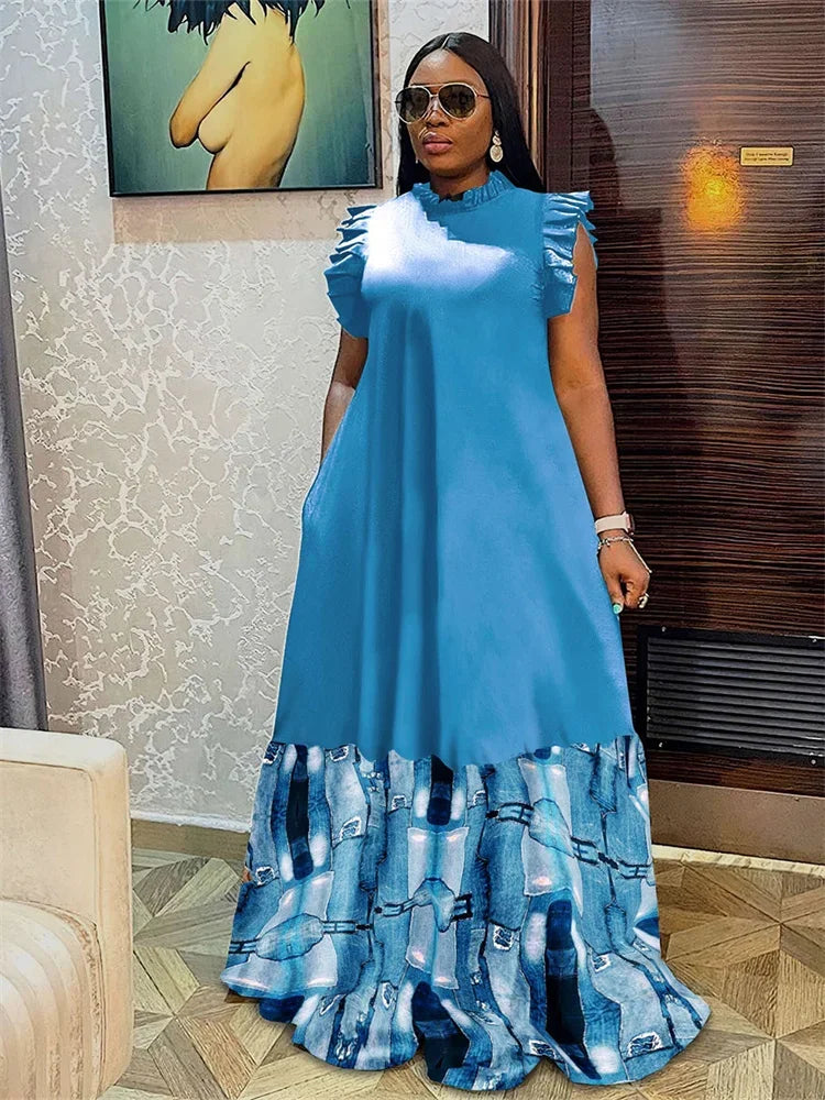 Women Party Patchwork Elegant Full Length Fashion Maxi Dress