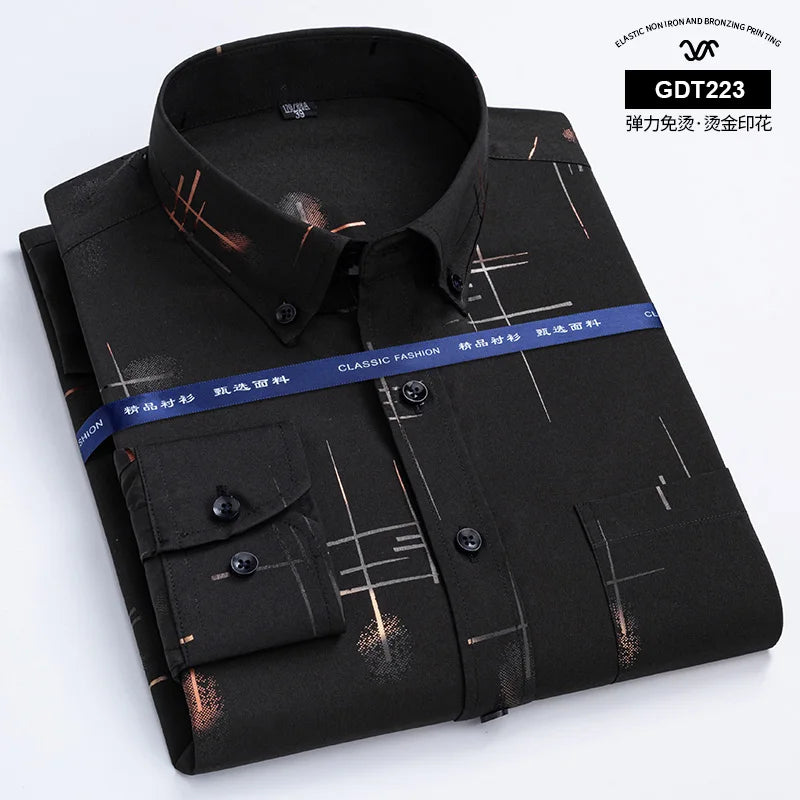 Anti-wrinkle Business Casual Print Thin Plaid Soft Slim Fit