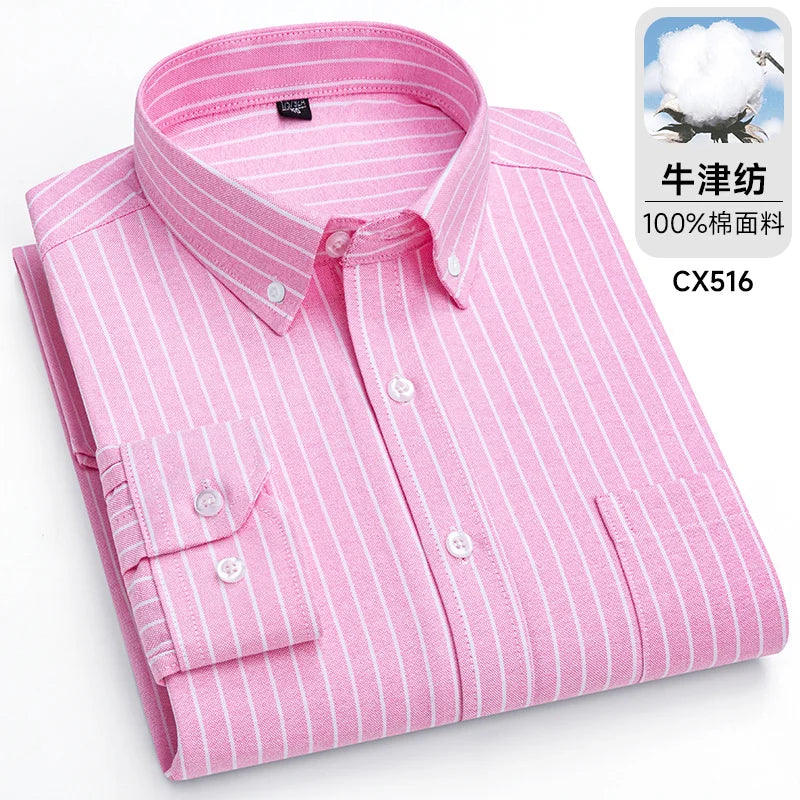 Oxford Men Striped Plaid Shirts