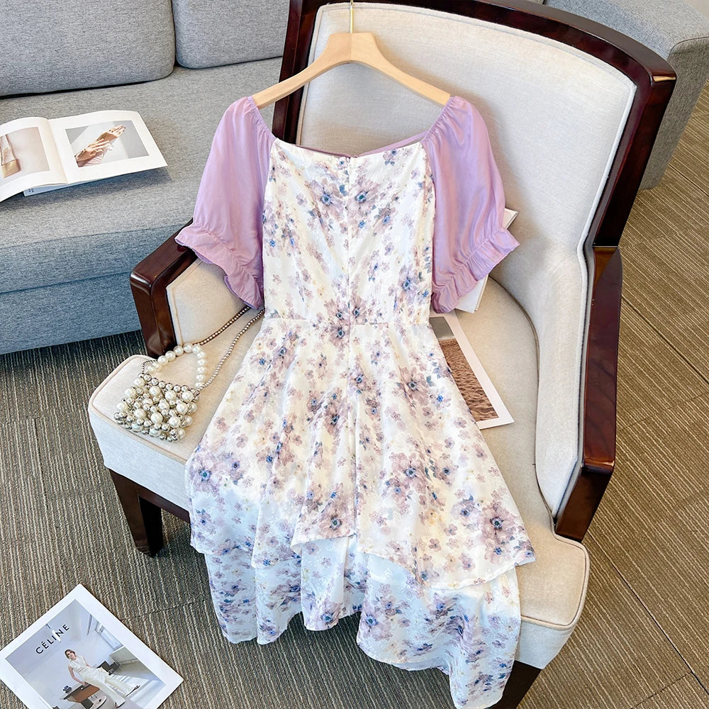 Women's Casual Dress Loose Chiffon Print Party Dress Clothing Mid-length Dress