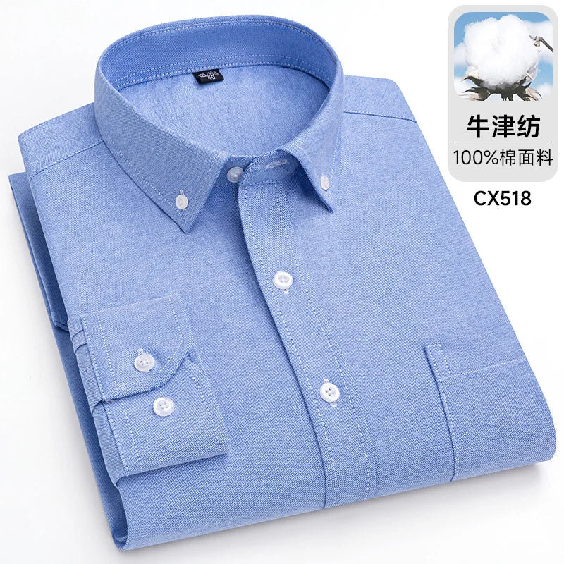 Oxford Men Striped Plaid Shirts