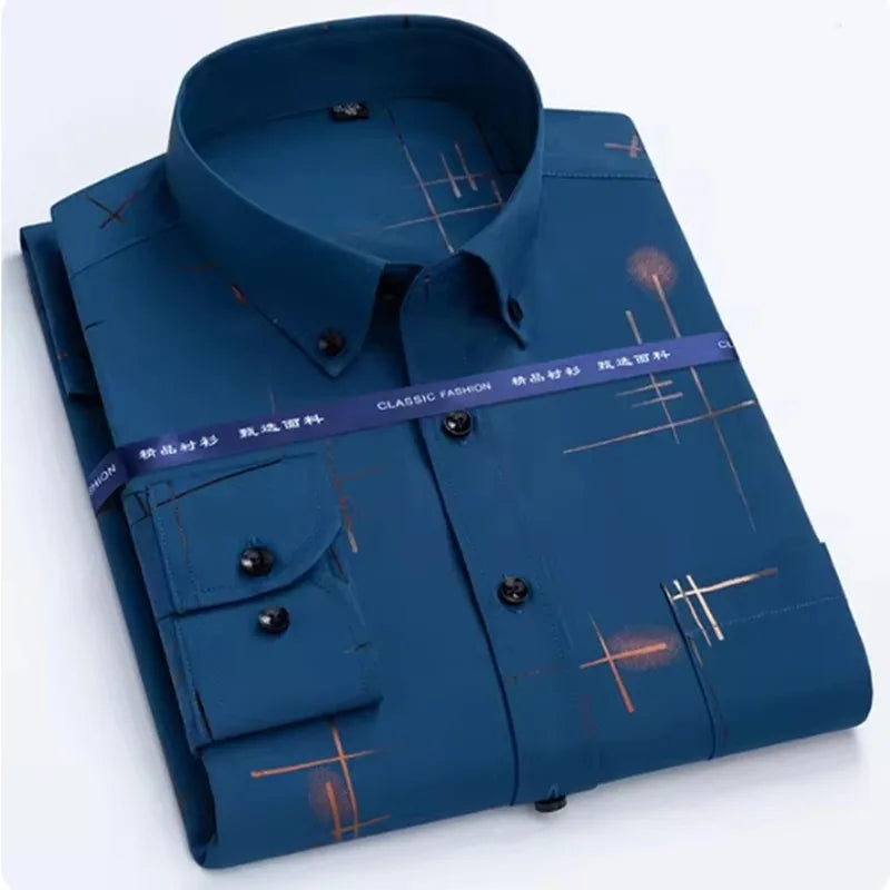 Men's Long Sleeved Shirt Wrinkle Free Long Sleeve Business Casual Slim Fit