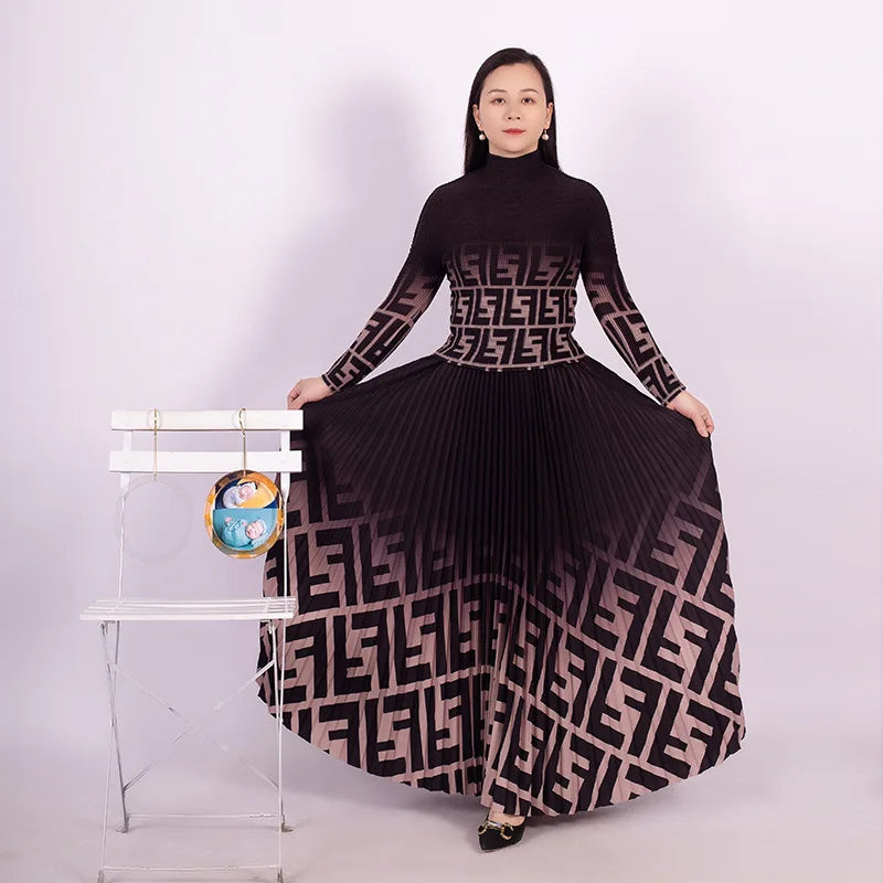 Pleated Suit Loose Top Women's High Waist Two-Piece Oversize skirt Suit