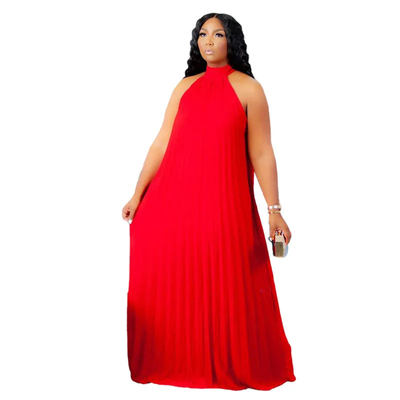 Women Long Dress Bandage Halter Hollow Out A-line Maxi Dresses Outfits