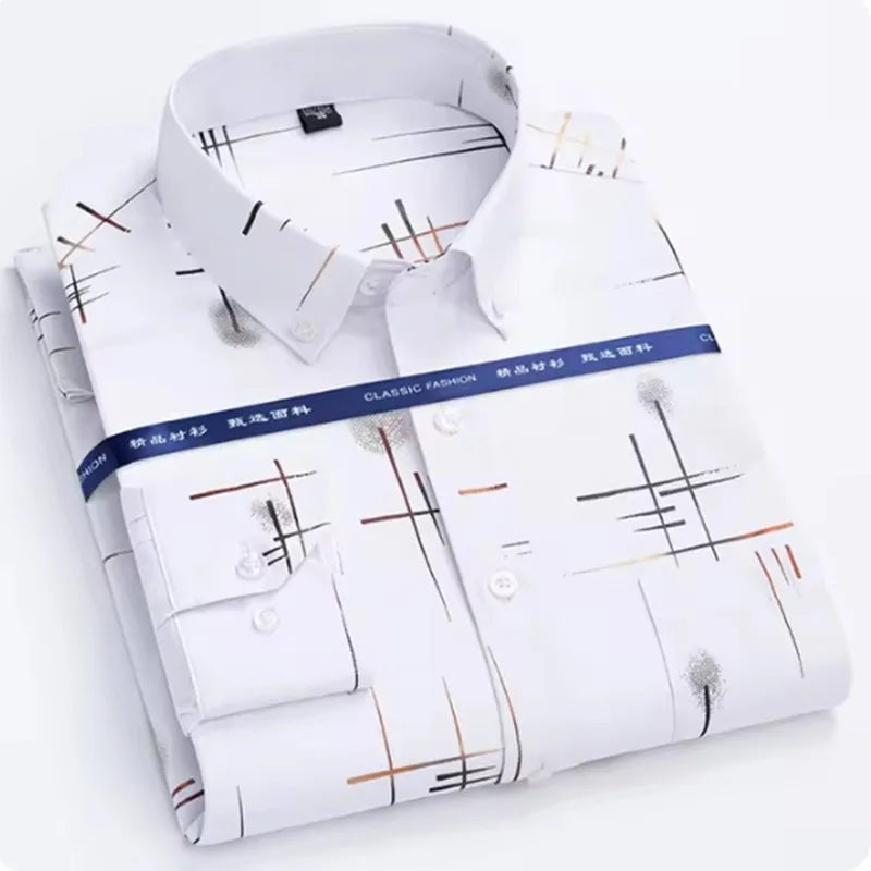 Men's Long Sleeved Shirt Wrinkle Free Long Sleeve Business Casual Slim Fit