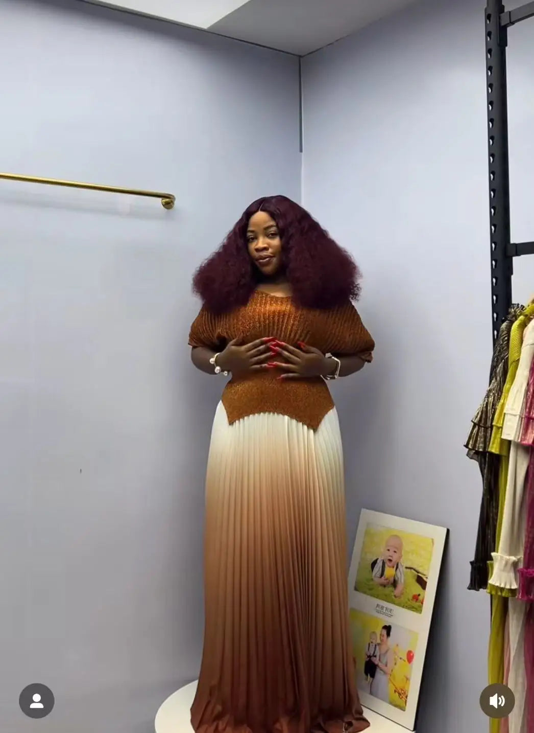 Pleated Free Size Size Women's Skirt and Top Set