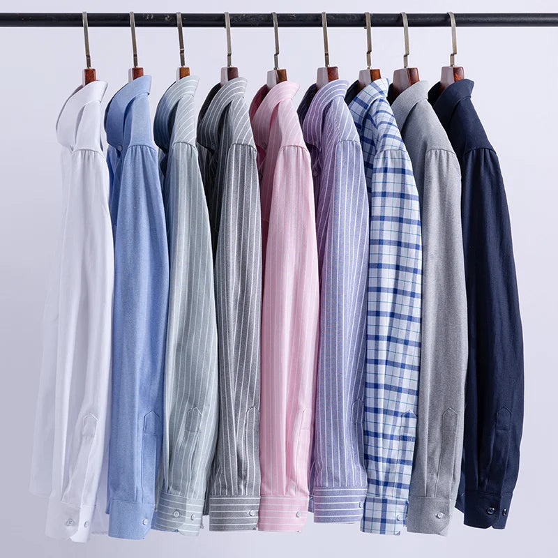 Oxford Men Striped Plaid Shirts