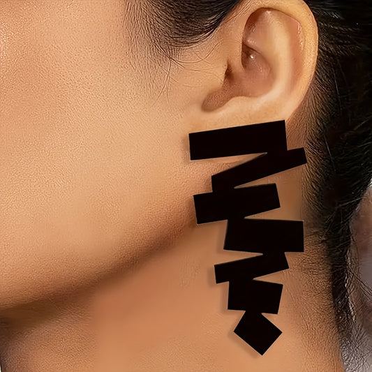 Irregular Long Drop Earrings Black Acrylic Fashion Statement Jewelry Women,-Elegant Fashion Styles