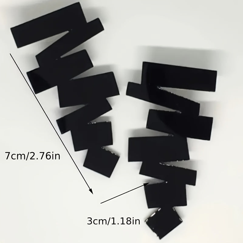Irregular Long Drop Earrings Black Acrylic Fashion Statement Jewelry Women,-Elegant Fashion Styles