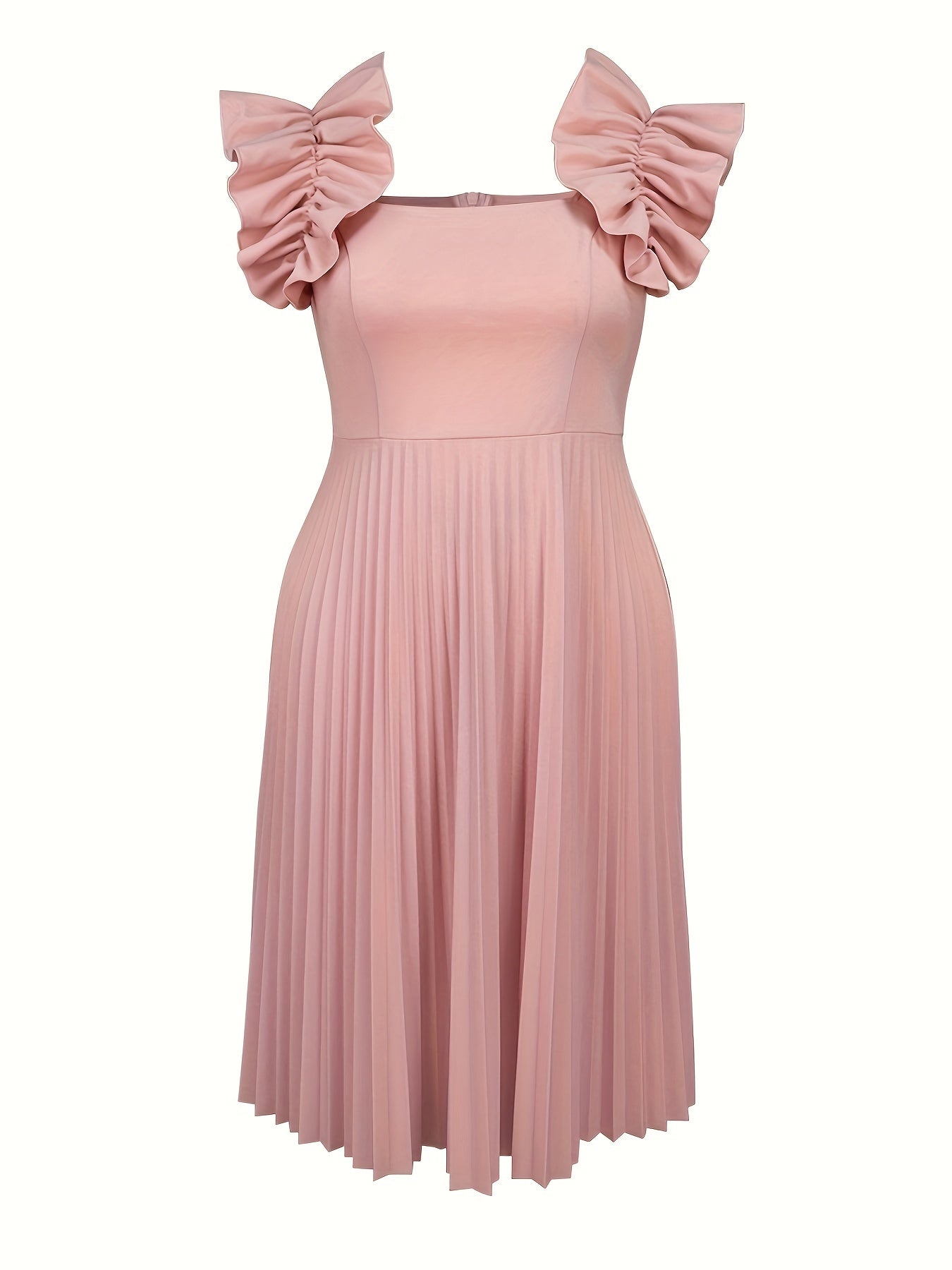 Peplum Bridesmaid Dress Sleeveless Midi Ruffle Party Wedding Women Formal Wear Beige-Elegant Fashion Styles