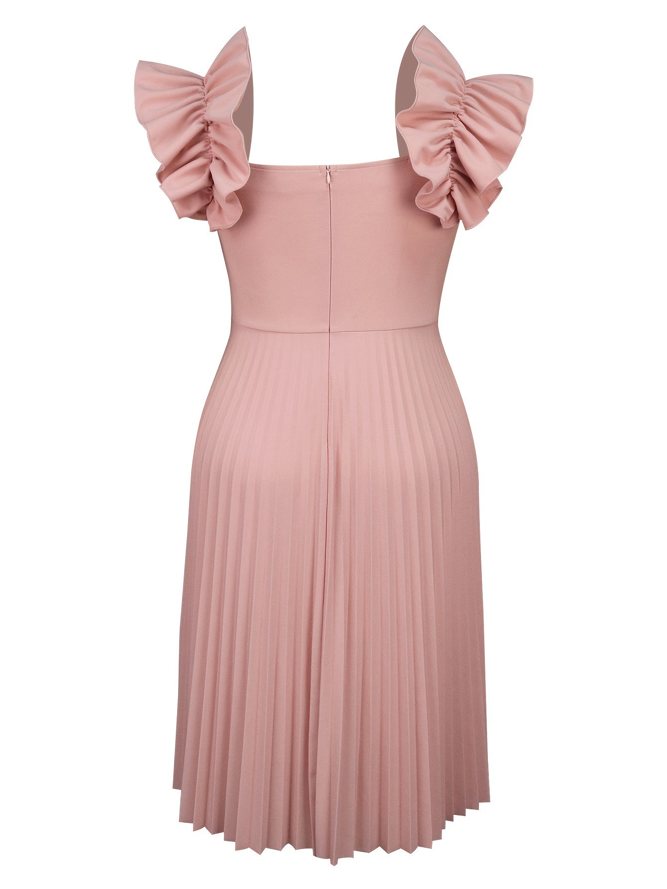 Peplum Bridesmaid Dress Sleeveless Midi Ruffle Party Wedding Women Formal Wear Beige-Elegant Fashion Styles