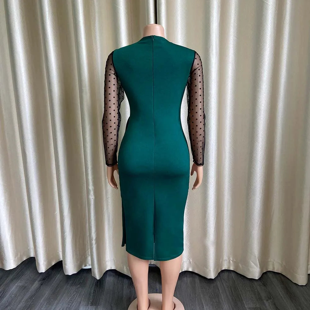 Dresses Women Spliced Long Sleeve Slim Fit Wrap