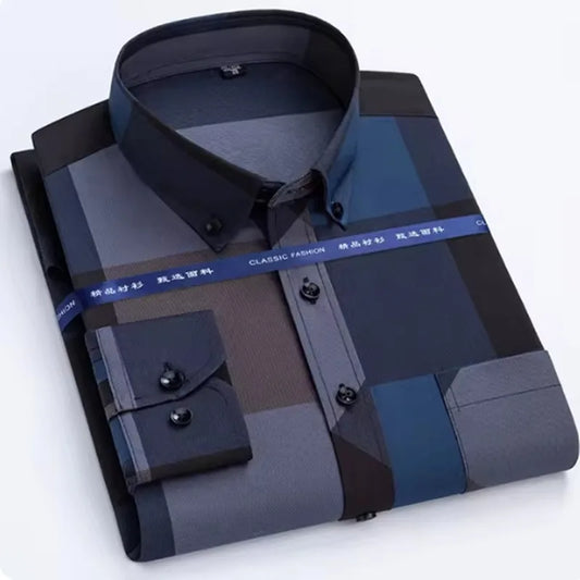Men's Long Sleeved Shirt Wrinkle Free Long Sleeve Business Casual Slim Fit